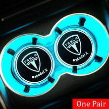 Load image into Gallery viewer, 2pcs Tesla Logo Led Cup Holder Mat Pad
