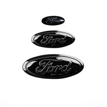 Load image into Gallery viewer, 3pcs Car Front Head Emblem Rear Trunk Sticker Steering Wheel Decoration For Ford Focus Kuga Edge Everest--New
