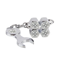 Load image into Gallery viewer, 4pcs Cross Black/Silver Wheel Tire Valve Caps+Keychain
