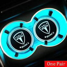 Load image into Gallery viewer, 2pcs Tesla Logo Led Cup Holder Mat Pad
