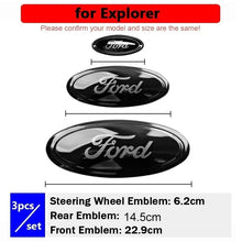 Load image into Gallery viewer, 3pcs/Set Front Emblem Rear Sticker Steering Wheel Decal For Edge Escape ST Line Explorer Territory Mondeo TAURUS Escort

