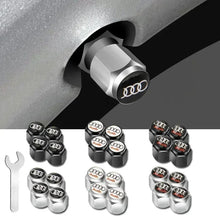Load image into Gallery viewer, 4pcs Audi Black/White Logo Tire Valve Caps
