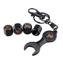 Load image into Gallery viewer, 4pcs Porsche Logo Black Wheel Tire Valve Caps+Keychain
