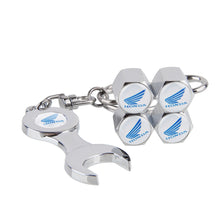 Load image into Gallery viewer, 4pcs Honda Logo Type3 Black Wheel Tire Valve Caps+Keychain
