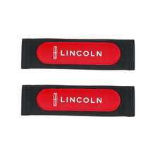Load image into Gallery viewer, 2pcs Lincoln Logo Seat Belt Pads Red Black
