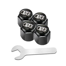 Load image into Gallery viewer, 4pcs Audi Black/White Logo Tire Valve Caps

