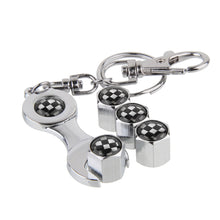 Load image into Gallery viewer, 4pcs F1 Formula-1 Black/Silver Wheel Tire Valve Caps+Keychain
