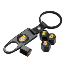 Load image into Gallery viewer, 4pcs Porsche Logo Tire Valve Caps + Keychain
