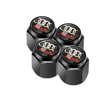 Load image into Gallery viewer, 4pcs Audi Black/White Logo Tire Valve Caps
