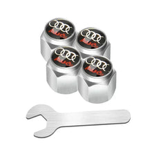 Load image into Gallery viewer, 4pcs Audi Black/White Logo Tire Valve Caps

