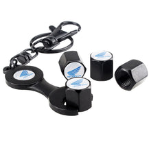 Load image into Gallery viewer, 4pcs Honda Logo Type3 Black Wheel Tire Valve Caps+Keychain
