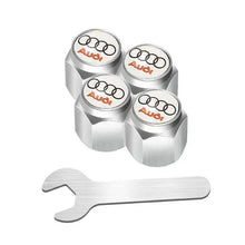 Load image into Gallery viewer, 4pcs Audi Black/White Logo Tire Valve Caps
