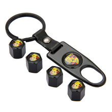 Load image into Gallery viewer, 4pcs Porsche Logo Tire Valve Caps + Keychain
