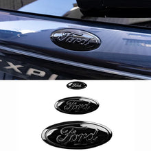 Load image into Gallery viewer, 3pcs Car Front Head Emblem Rear Trunk Sticker Steering Wheel Decoration For Ford Focus Kuga Edge Everest--New

