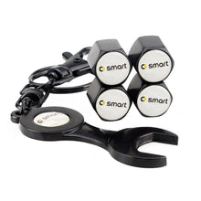 Load image into Gallery viewer, 4pcs Smart Logo Silver Wheel Tire Valve Caps+Keychain
