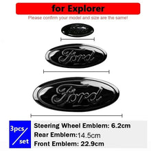 Load image into Gallery viewer, 3pcs/Set Front Emblem Rear Sticker Steering Wheel Decal For Edge Escape ST Line Explorer Territory Mondeo TAURUS Escort
