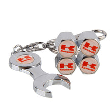 Load image into Gallery viewer, 4pcs Kawasaki Logo Black Wheel Tire Valve Caps+Keychain
