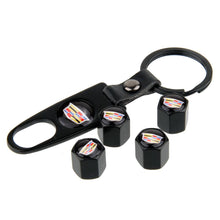 Load image into Gallery viewer, Set Keychain+ 4x Tire Valve Stem Caps For Cadillac
