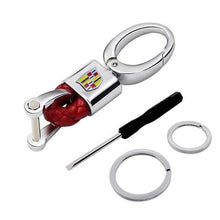 Load image into Gallery viewer, Keychain Leather+Metal Cadillac Logo
