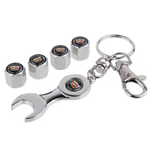 Load image into Gallery viewer, 4pcs Cadillac Logo Wheel Tire Valve Caps+Keychain
