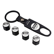 Load image into Gallery viewer, 4pcs Jeep Black Logo Tire Valve Caps + Keychain
