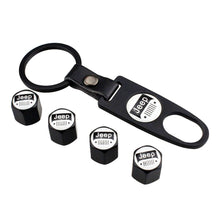 Load image into Gallery viewer, Jeep Yellow Logo Tire Valve Caps + Keychain
