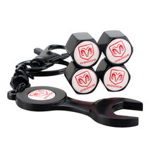 Load image into Gallery viewer, 4pcs Dodge Logo Wheel Tire Valve Caps+Keychain
