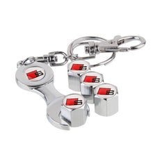 Load image into Gallery viewer, 4pcs Audi S-Line Type1 Silver Wheel Tire Valve Caps+Keychain
