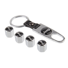 Load image into Gallery viewer, Jeep Yellow Logo Tire Valve Caps + Keychain

