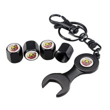 Load image into Gallery viewer, 4pcs Fiat Abarth Black Wheel Tire Valve Caps+Keychain
