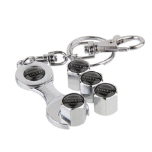 Load image into Gallery viewer, 4pcs Volvo Logo Type2 Silver Wheel Tire Valve Caps+Keychain
