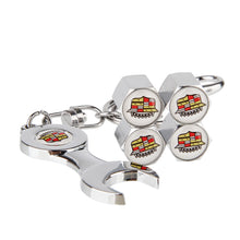 Load image into Gallery viewer, 4pcs Cadillac Logo Wheel Tire Valve Caps+Keychain
