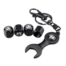 Load image into Gallery viewer, Alfa Romeo Type3 Black Wheel Tire Valve Caps+Keychain
