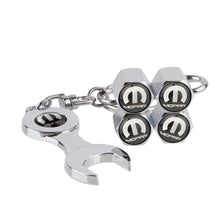 Load image into Gallery viewer, 4pcs Mopar Chrysler Black Wheel Tire Valve Caps+Keychain
