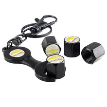Load image into Gallery viewer, 4pcs Chevrolet Logo Silver Wheel Tire Valve Caps+Keychain
