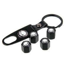 Load image into Gallery viewer, 4pcs Harley-Davidson Skull Logo Tire Valve Caps + Keychain
