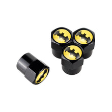 Load image into Gallery viewer, 4pcs Batman Black &amp; Yellow Logo Tire Valve Caps
