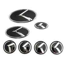 Load image into Gallery viewer, 7pcs/Set Kia K Front/Trunk Emblem, Steering Wheel Sticker and Wheel Center Caps

