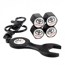 Load image into Gallery viewer, 4pcs Toyota Logo Silver Wheel Tire Valve Caps+Keychain
