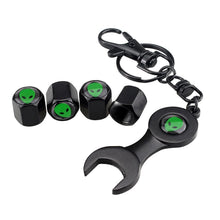 Load image into Gallery viewer, 4pcs Alien UFO Black Wheel Tire Valve Caps+Keychain

