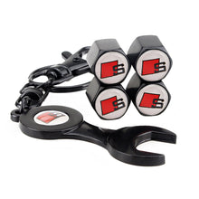 Load image into Gallery viewer, 4pcs Audi S-Line Type1 Silver Wheel Tire Valve Caps+Keychain
