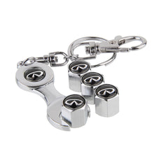 Load image into Gallery viewer, 4pcs Infiniti Logo Type2 Silver Wheel Tire Valve Caps+Keychain
