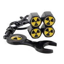 Load image into Gallery viewer, 4pcs Radiation Black Wheel Tire Valve Caps+Keychain

