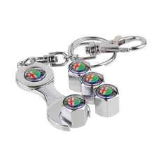 Load image into Gallery viewer, Alfa Romeo Type2 Black Wheel Tire Valve Caps+Keychain
