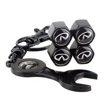 Load image into Gallery viewer, 4pcs Infiniti Logo Type2 Silver Wheel Tire Valve Caps+Keychain
