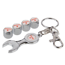 Load image into Gallery viewer, 4pcs Ducati Silver Wheel Tire Valve Caps Covers+Keychain
