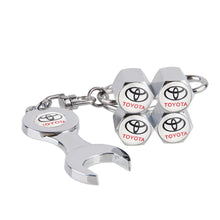 Load image into Gallery viewer, 4pcs Toyota Logo Silver Wheel Tire Valve Caps+Keychain

