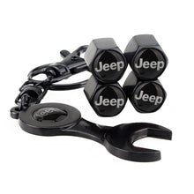 Load image into Gallery viewer, 4pcs Jeep Logo Wheel Tire Valve Caps+Keychain
