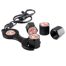 Load image into Gallery viewer, 4pcs MG Motor Logo Black Wheel Tire Valve Caps+Keychain
