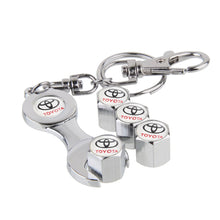 Load image into Gallery viewer, 4pcs Toyota Logo Silver Wheel Tire Valve Caps+Keychain
